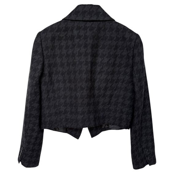 J. Crew Black and Gray Houndstooth Cropped Wool Blazer size 10 - Picture 2 of 10